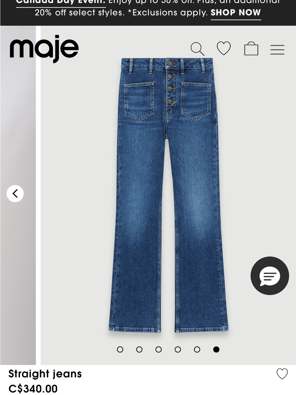 Maje High-Rise  Blue Jeans Size EU 34( 24-25)Button Fly and front patch pockets